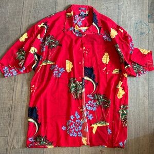 Vintage Tropical Red Hawaiian Shirt y2k 90s